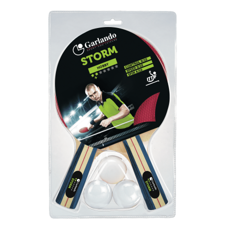 SET STORM (2 spaðar 2 stjörnur + 3 kúlur) – Borðtennissett fyrir byrjendur